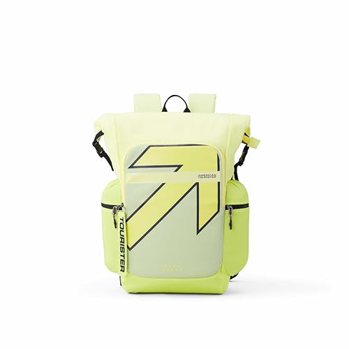 Image of American Tourister Dank | 43.32 Ltrs | 3 Compartments | Bottle Pocket | Ergonomic Padded Back Panel & Shoulder Straps | High School Backpack | 1 Year International Warranty | Lime