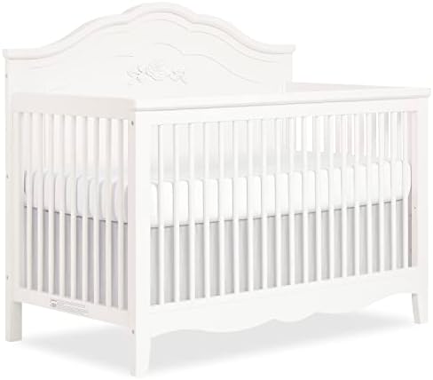 SweetPea Baby Rose 4-in-1 Convertible Crib in Ivory Lace, Baby Crib with Spindles, Greenguard Gold Certified, Easy Assembly, Sustainable New Zealand Pinewood