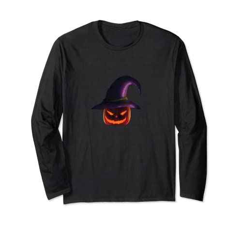 Scary Glowing Calabaza Halloween Manga Larga