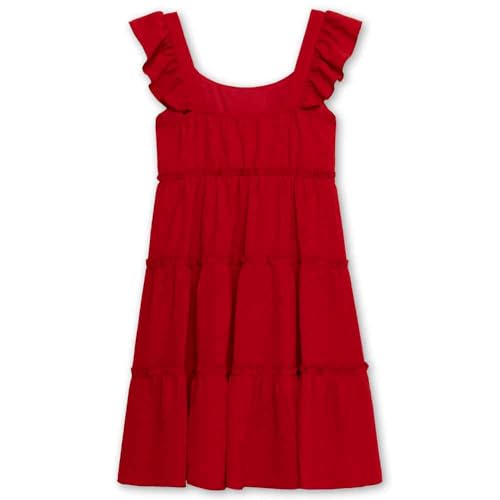 Speechless Girls' Dobby Jacquard Flutter Sleeve Tiered Ruffle Skirt Knee Length Dress2