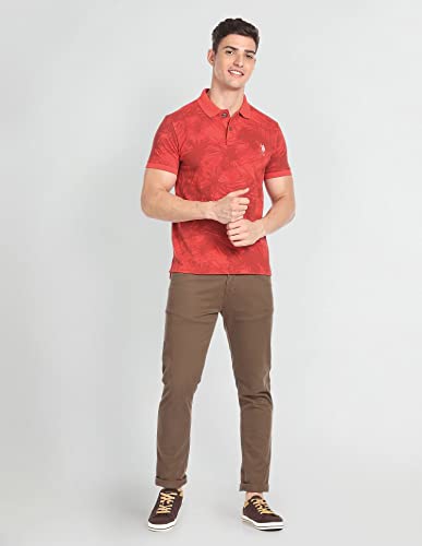 Image of U.S. Polo ASSN. Printed Slim Fit Polo T Shirts for Men - 100% Cotton, Half Sleeves Mens Tshirt