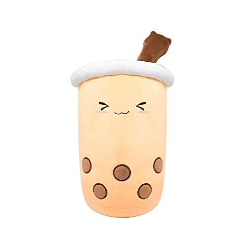 MINISO Cute Boba Tea Plush 14.6 Inch Cafe Squishy Pearl Milk Cup Pillow Home Soft Hug Figurine Stuffed Toys (Smile Eyes)