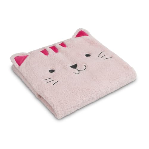 Image of Delta Children Personalized Sherpa Throw Blanket for Kids, Pink Cat