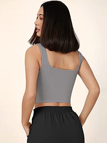 Image of Women's & Girls' Solid Polyester Rib-Knit Square Neck Tank Tops