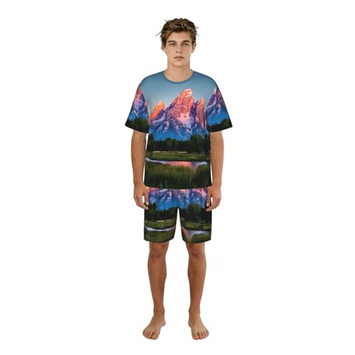 Pyjama homme Grand Teton en coton élégant imprimé nature pour nuit et détente