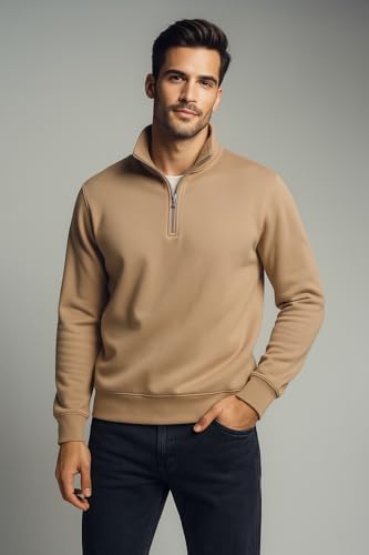 Image of Half Zipper Solid Sweatshirt for Men