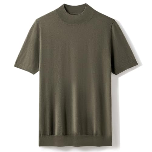 DAIMIDY Men's Mock Turtleneck Sweater Short Sleeve Knitted Pullover Casual Basic Tops