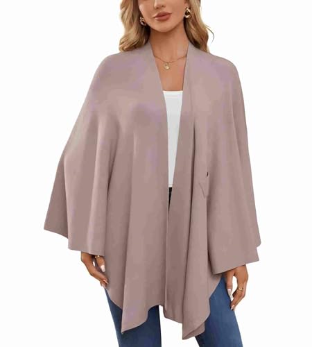 Consolidateh Sweater，Elegant Ladies' Solid Color Soft Shawl, Outerwear Cloak Top (17 colors),Suitable for Home and Office2