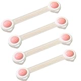SYGA 4 Pcs Baby Safety Locks | Child Proof Cabinets, Drawers, Appliances, Toilet Seat, Fridge and Oven | Tools Not Required | Uses Dual Adhesive Tape and Latch System (Pink Smiley)