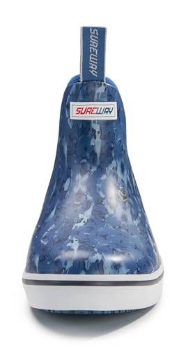 Image of SUREWAY Men's Deck Boots Professional Non-Slip Fishing & Ankle Boating Boot Waterproof Rain Boots, Lightweight Neoprene Rubber Deck Boots
