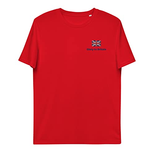 T-shirt rouge Glory to Britain en coton bio pour vos weekends