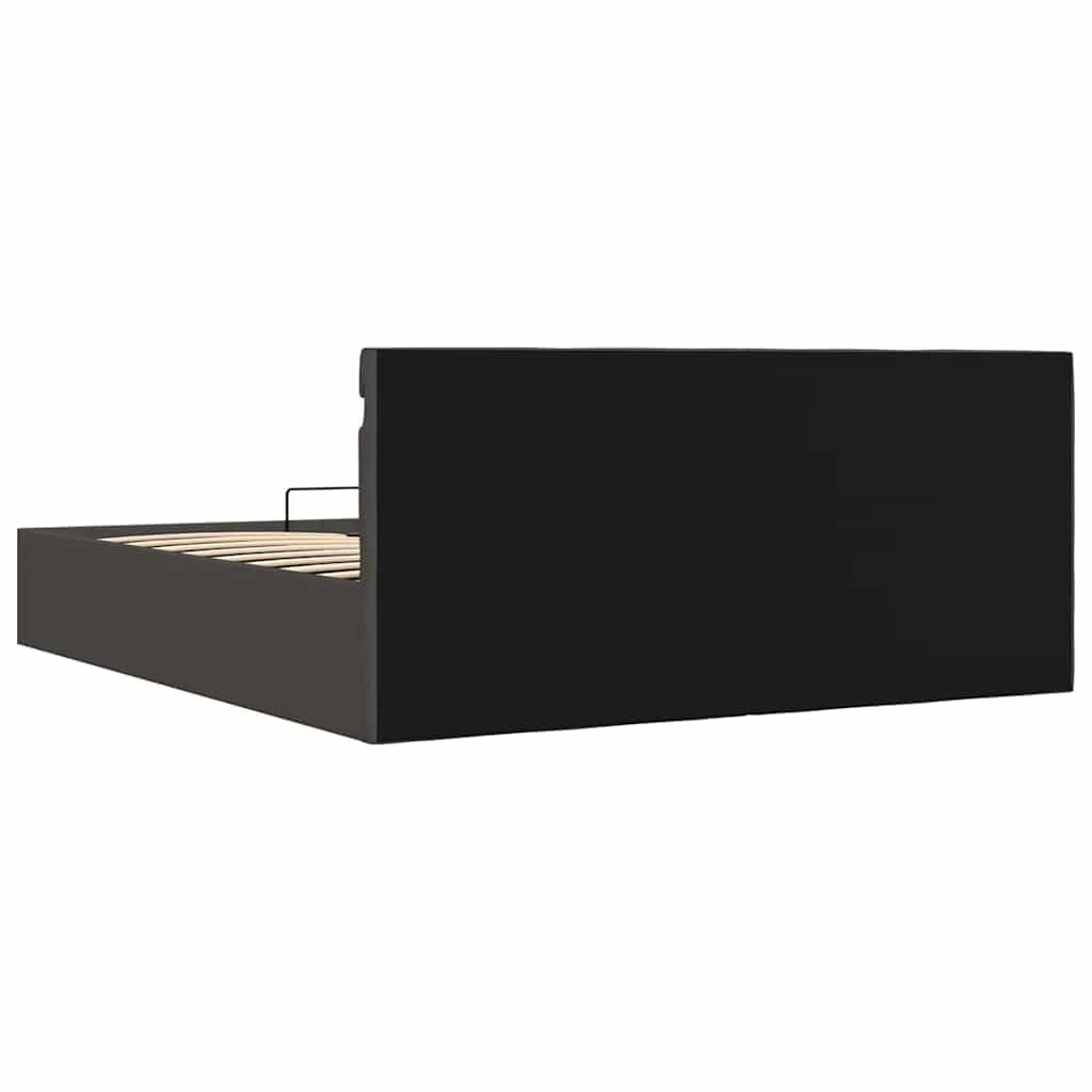 vidaXL - Betten & Bettgestelle - Stauraumbett Hydraulisch mit LED Dunkelgrau Stoff 160×200 cm