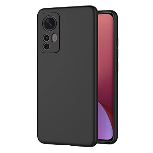 AICEK Compatible con Xiaomi 12 Cover, Silicone Custodia per Xiaomi 12 Cover Molle di TPU Sottile Bumper Case Nero