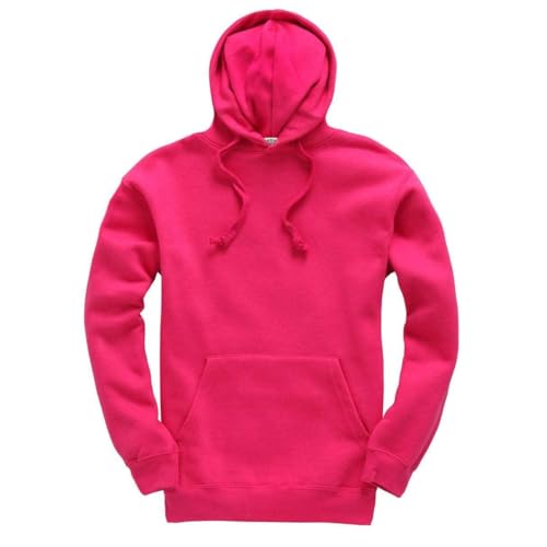 Mellor Design Unisex Pullover Hoodie – Classic Fit Hooded Sweatshirt for Men & Women – Casual Plain Hooded Top, Hot Pink, L
