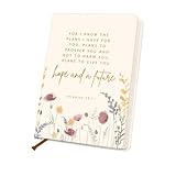 Bible Verse Lined Journal Notebook for Women Men, 200 Pages A5 Hardcover Leather Journals for Writing & Note Taking, Boho Floral College Ruled Notebook Diary Notepad, Christian Gifts