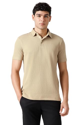 Image of Van Heusen Solid Polo T Shirt for Men | Premium Cotton | Waffle Knit Textured | Regular Fit | Elegant Style | Casual Wear