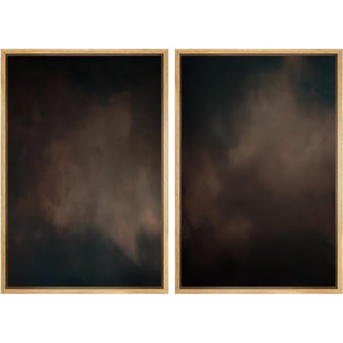 SIGNFORD Framed Canvas Print Wall Art Set Moody Dark Abstract Earth Tones Illustration Modern Art Decorative Nordic Nature for Living Room, Bedroom, Office - 16"x24"x2 Natural
