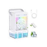 Climatiseur Mobile Silencieux | 1500ML Climatiseur Portable avec Télécommande | Refroidisseur d'air USB avec 3 Modes & 5 Vitesses | Programmation 2/4/6/8/10H | Éclairage LED   Idéal pour Maison/Bureau