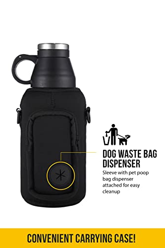 Pets Water Bottle Attached To Stainless Steel Bottles With Detachable Bowl Food Feeding Insulated Dog 32 Oz, Black #TOP3