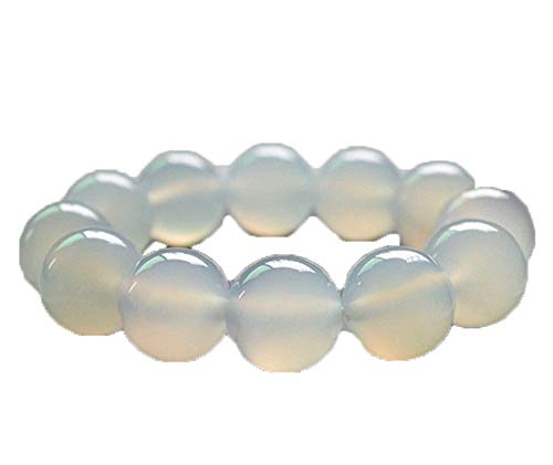 Bracelet calcédoine blanche naturelle Brésil, jade véritable femme et homme