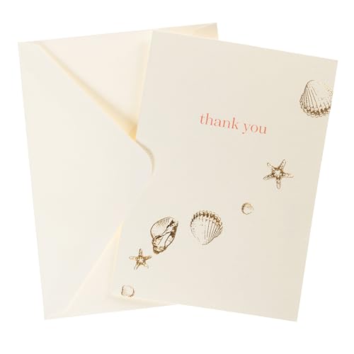 Image of Graphique La Petite Presse Shells Thank You Notes | Blank Note Cards with Envelopes | 10 Count All Occasion Greeting Set | 3.25 x 4.75 Inches | High Quality Thick Paper Stationery with Unique Design
