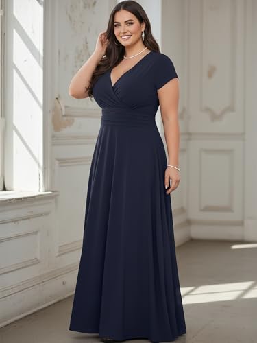 Image of KOH KOH Womens Sexy Cap Short Sleeve V-Neck Flowy Cocktail Gown