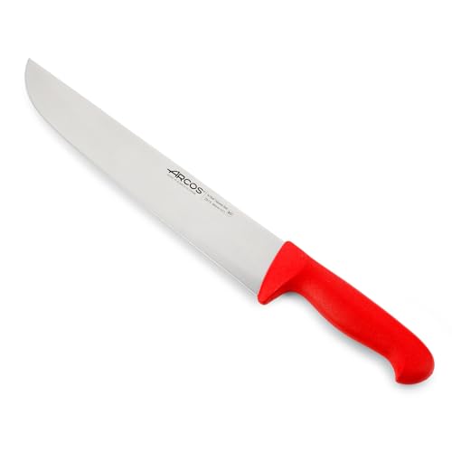 Arcos Coltello da Macellaio in Acciaio Inossidabile Nitrum – Ideale per Carne, Manico in Polipropilene, Sistema di Identificazione Colore per Uso Prolungato e Pesante – Rosso, Serie 2900
