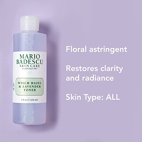 Mario Badescu Alcohol Free Witch Hazel and Lavender Facial Toner for Aging Skin, Infused with Aloe Vera, Face Toner for Combination or Dry Skin, 8 Fl Oz