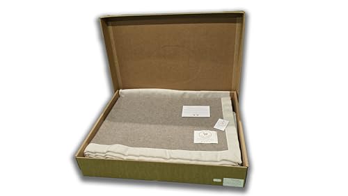 CO.BI. Coperta Singola Lusso FRIDA TEXILNOVO - (160x220 cm) - Misto 50% Cashmere / 50% Pura Lana - 400 gr/mq - Colore Greige - 100% Made in Italy