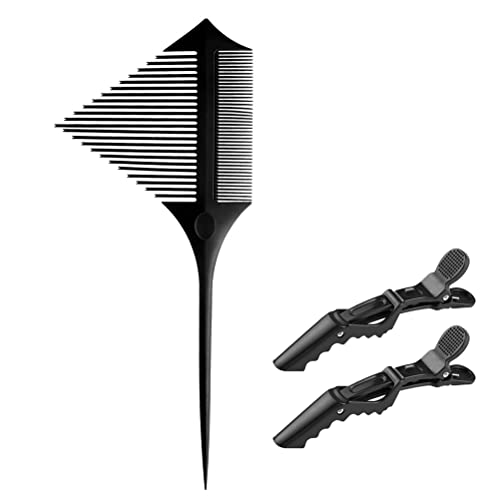 Highlighting Comb With 2 Alligator Clips, Weaving Foiling Styling Hair Comb Rat Tail Comb, Balayage Comb For Hair Dyeing Sectioning Styling Balayage #TOP22