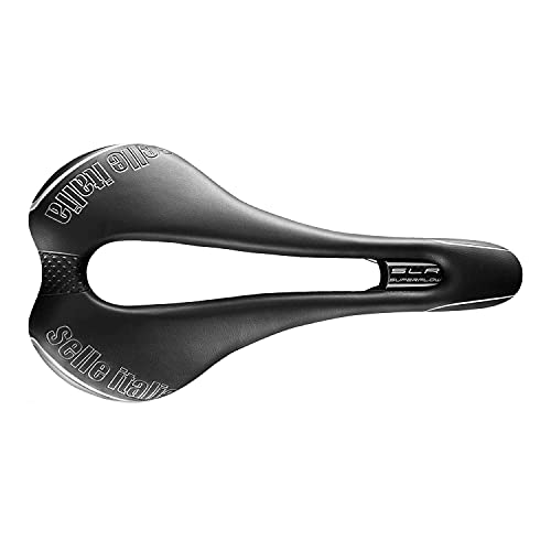 Selle Italia SLR TM SuperFlow Road Bike Saddle - Comfortable MTB and Road Bicycle Seat for Men and Women - 275 x 131mm, Men, 205g, Black