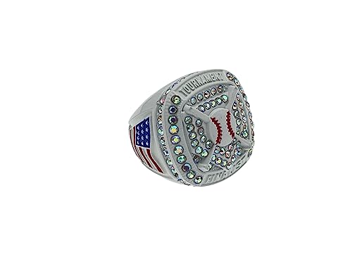 Discount Sports Rings HOME PLATE FINALIST RING — WHITE BODY, PRISMATIC STONES WHITE PAINT Premium Softball Baseball Ring/Player/Team Awards/Tournament Ring (1)