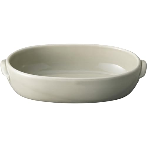 Banko Ware 19063 Oven-safe, Deep Oval Gratin, Medium, Gray, Diameter 9.3 inches (23.5 cm), Microwave Safe, Made in Japan