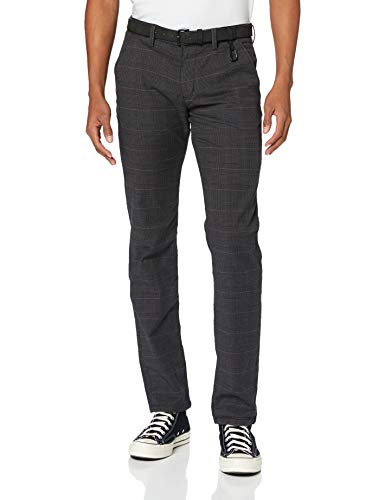 TOM TAILOR Denim Herren Struktur Muster Hose, 23995-grey Brown Check yar, 33W / 32L
