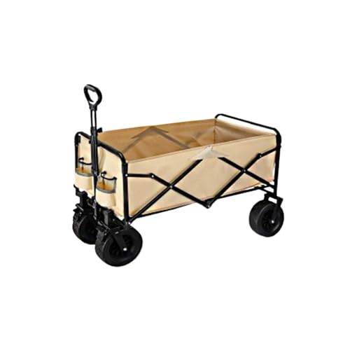 Carro Plegable for Playa, Carro de Gran Capacidad, Carrito portátil for Exteriores, Acampada y jardín(8 Inch Wheels Khaki)