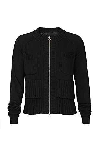 Women's Black Modern Casual Oversized Zip-Up Knit Cardigan Sweater2