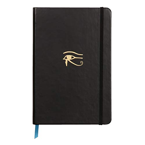 Clairefontaine 115149C – Cuaderno forrado rígido egipcio, 192 páginas, color marfil, 14,8 x 21 cm, 90 g, con bolsillo y cierre elástico, tapa de piel sintética negra al azar