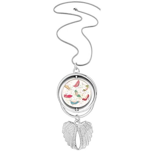 Collier coloré ailes d'ange et chaussures à talons hauts en maille fantaisie