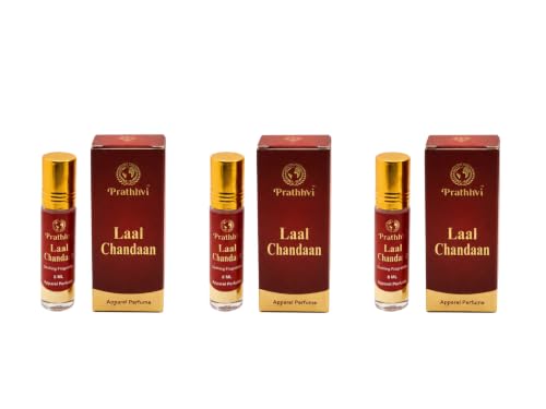 Image of Laal Chandaan Attar Roll-On Perfume Oil 8 ml x 3 | Alcohol Free | Long Lasting Rich Fragrance | Men & Women | Pocket Size Travel Friendly Roll On | Daily Wear Fragrance - Pack of 3