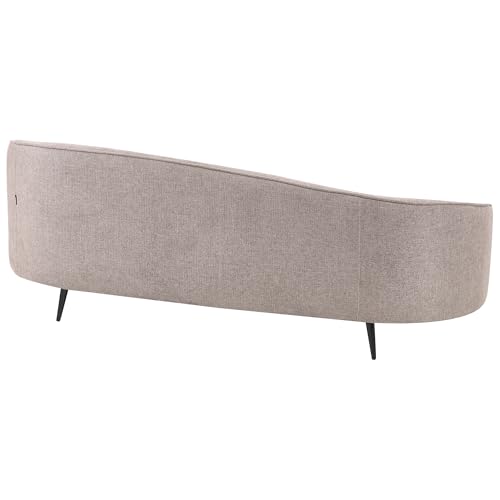 Beliani 3er Sofa Stoff braun gebogen oval mit schwarzen Metallbeinen Retro Savar – Bild 6