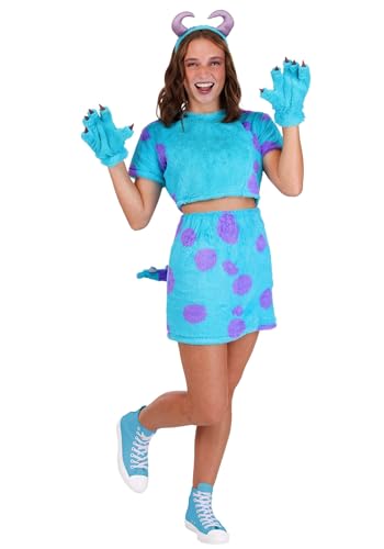 Women's Pixar Monster's Inc Sulley Costume for Adults with Faux Fur, Spikes, Horned Headband, and Gloves