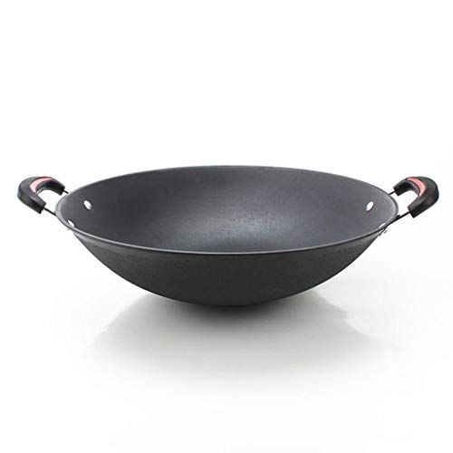 Wok redondo grande de acero aleado con mango desmontable