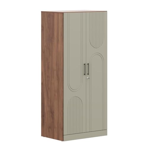 Image of Wakefit Wardrobe for Bedroom | 3 Yr Warranty | Cupboard for Bedroom, Almirah, Wooden Wardrobe, Comes with LED light, Multi-Shelves, Drawer & Hanger, Density:680-750 kg /m, Free Installation(Tyrian-CB)