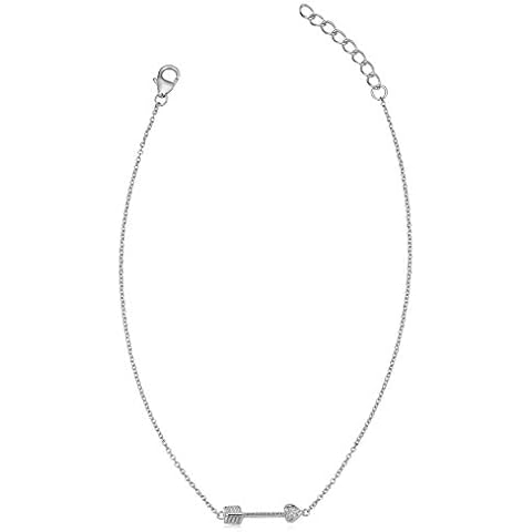 Sterling Silver Cubic Zirconia Arrow Adjustable Anklet (10 inch) Cover