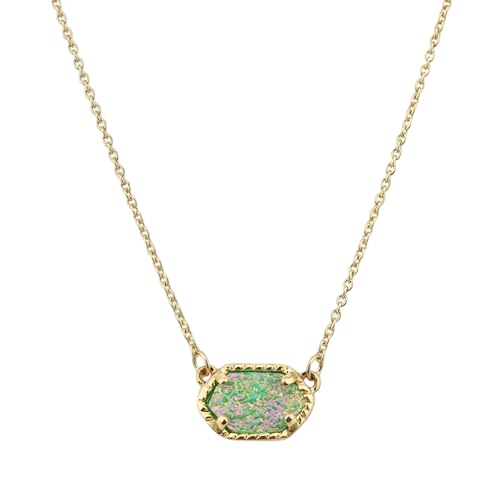 Pendentif Quartz ras du cou ovale en cristal Druzy bleu clair, finition vintage d'exception