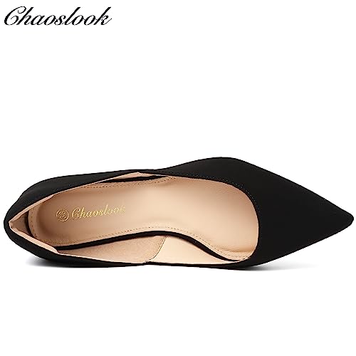 Image of Womens Pointed Toe Black Ballet Flats Comfortable Casual Dress Flats for Women Elegant Memory Foam Flats Shoes with Party Wedding