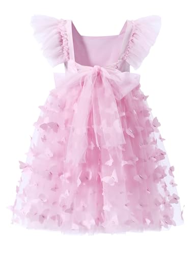 Image of Tutu.kk Toddler Girls Vintage Party Dress Ruffled Sleeve A-Line Tulle Flower Girl Dresses for Wedding,Birthday