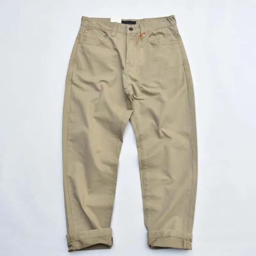 Adhdyuud Men's Casual Chino Pants Relaxed Fit Turn-Up Hem Cotton Lightweight Trousers2