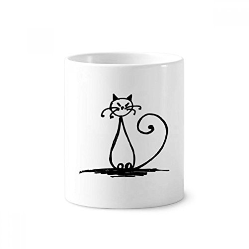 Brosse à dents pen tasse blanche en céramique 350ml motif chat assis