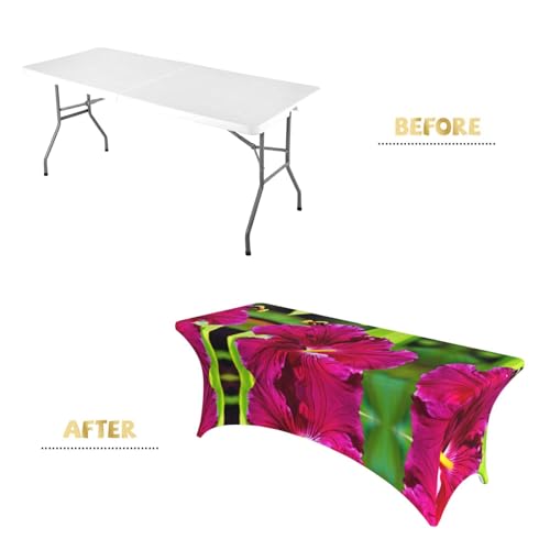 Housse extensible en élasthanne EdWal à fleurs d'hibiscus pour table 1m80